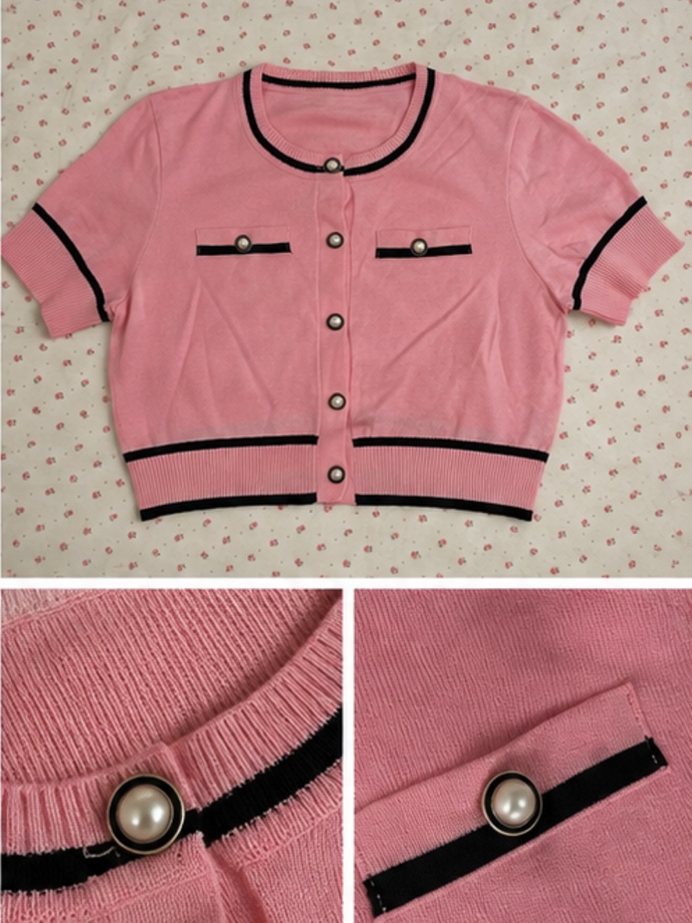 Pink Short Sleeve Cardigan